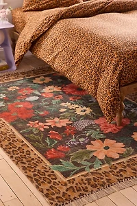 Carmine Floral & Leopard Printed Rug