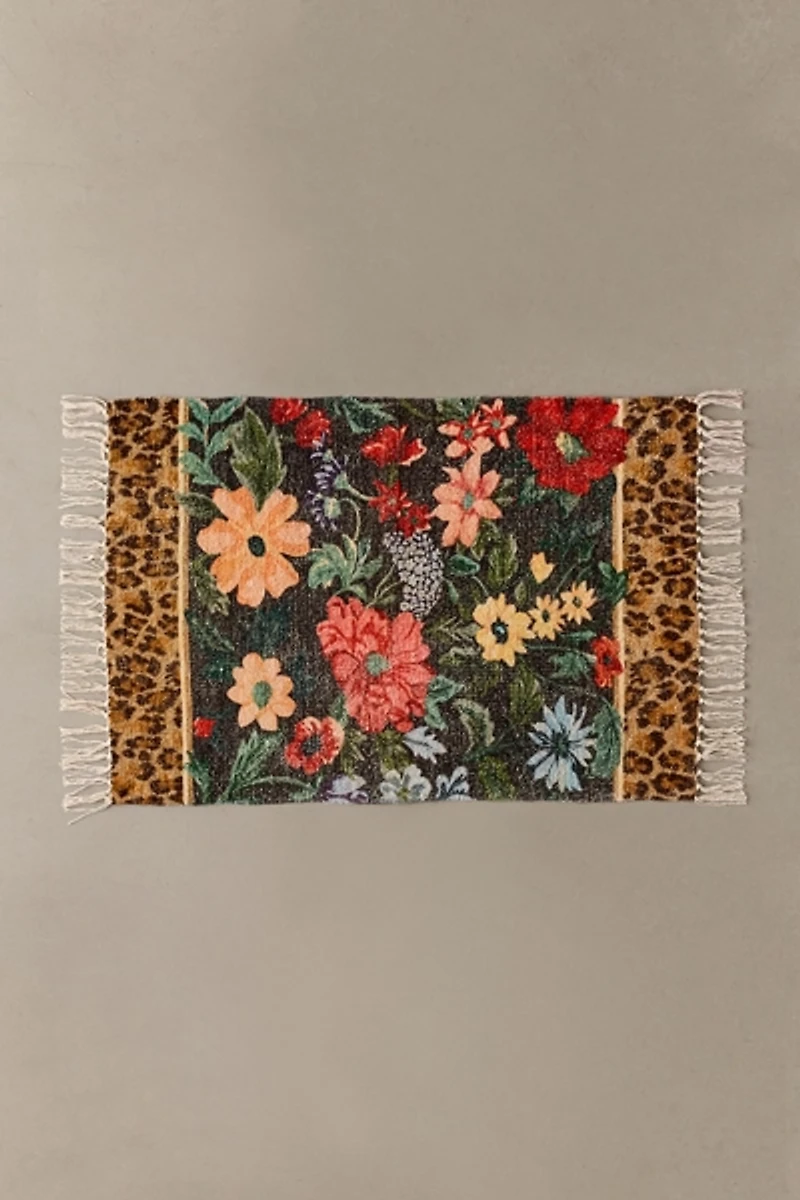 Carmine Floral & Leopard Printed Rug
