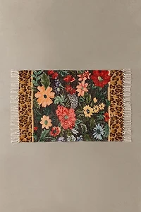 Carmine Floral & Leopard Printed Rug