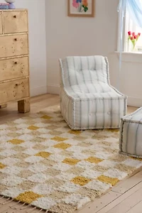 Checkerboard Woven Shag Rag Rug