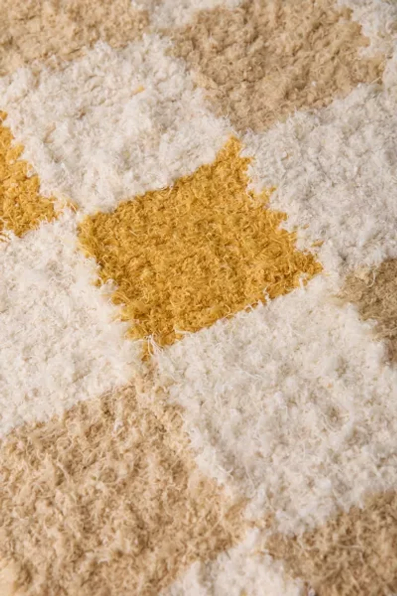 Checkerboard Woven Shag Rag Rug