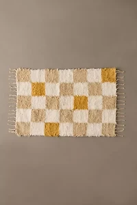 Checkerboard Woven Shag Rag Rug
