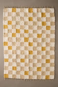Checkerboard Woven Shag Rag Rug