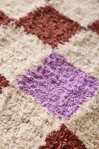 Checkerboard Woven Shag Rag Rug