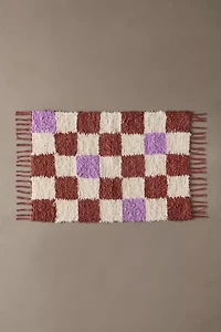 Checkerboard Woven Shag Rag Rug