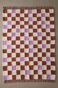 Checkerboard Woven Shag Rag Rug