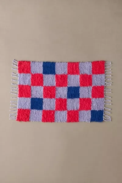 Checkerboard Woven Shag Rag Rug