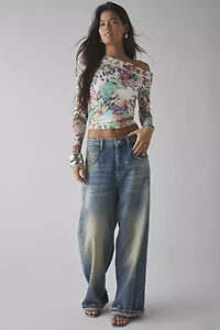 AFRM Summer Convo Barry Mesh Off-The-Shoulder Top