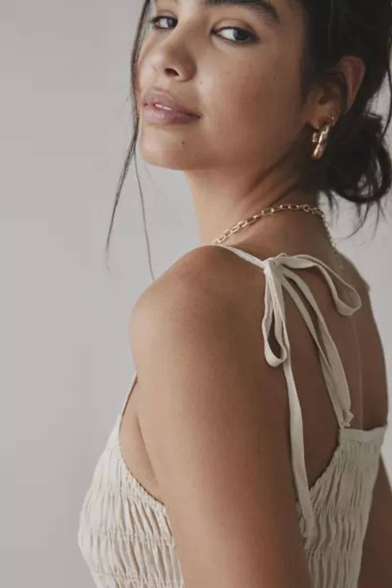 ReMADE By UO Made In LA EcoVero™ Linen Smocked Maxi Dress