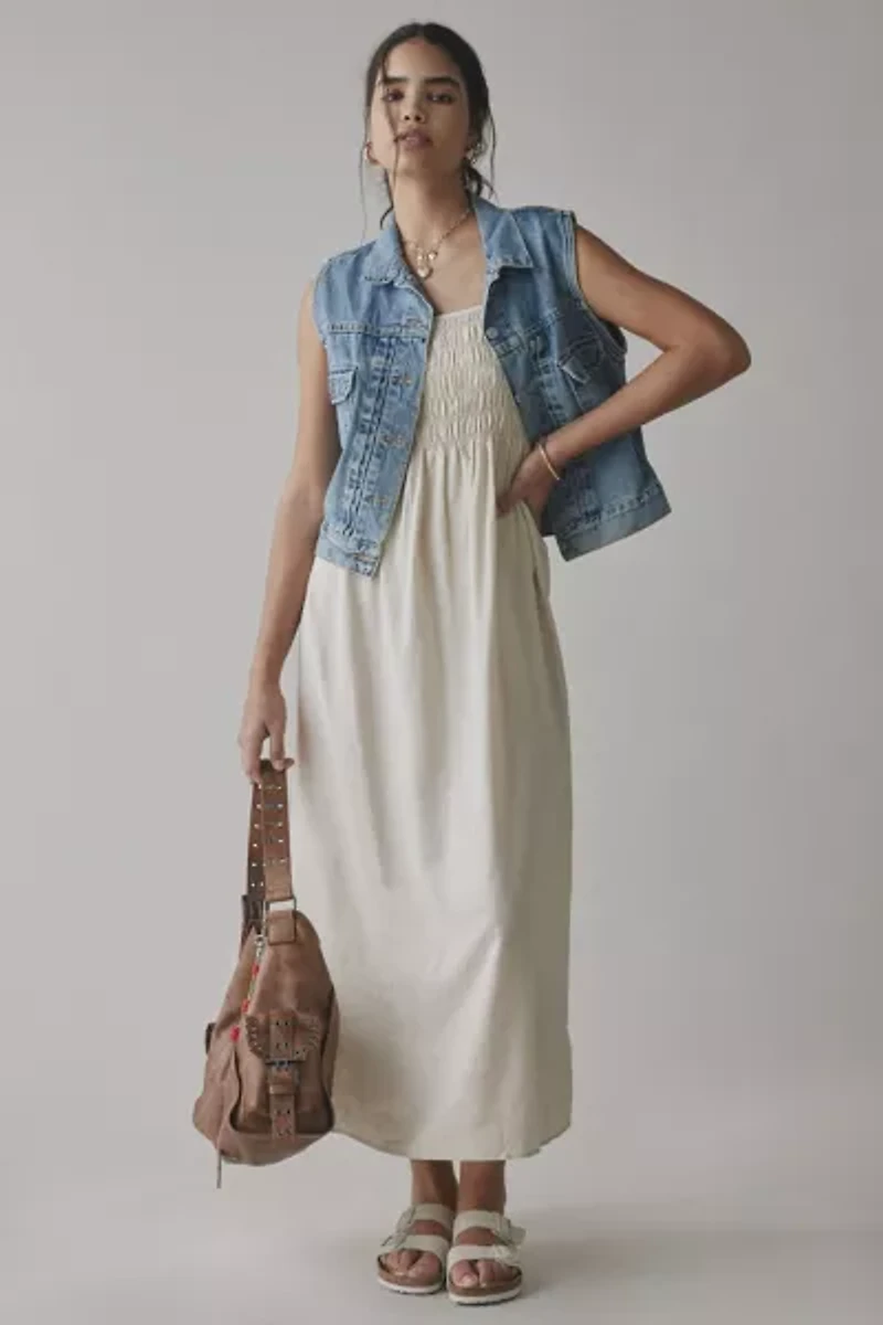 ReMADE By UO Made In LA EcoVero™ Linen Smocked Maxi Dress