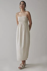 ReMADE By UO Made In LA EcoVero™ Linen Smocked Maxi Dress
