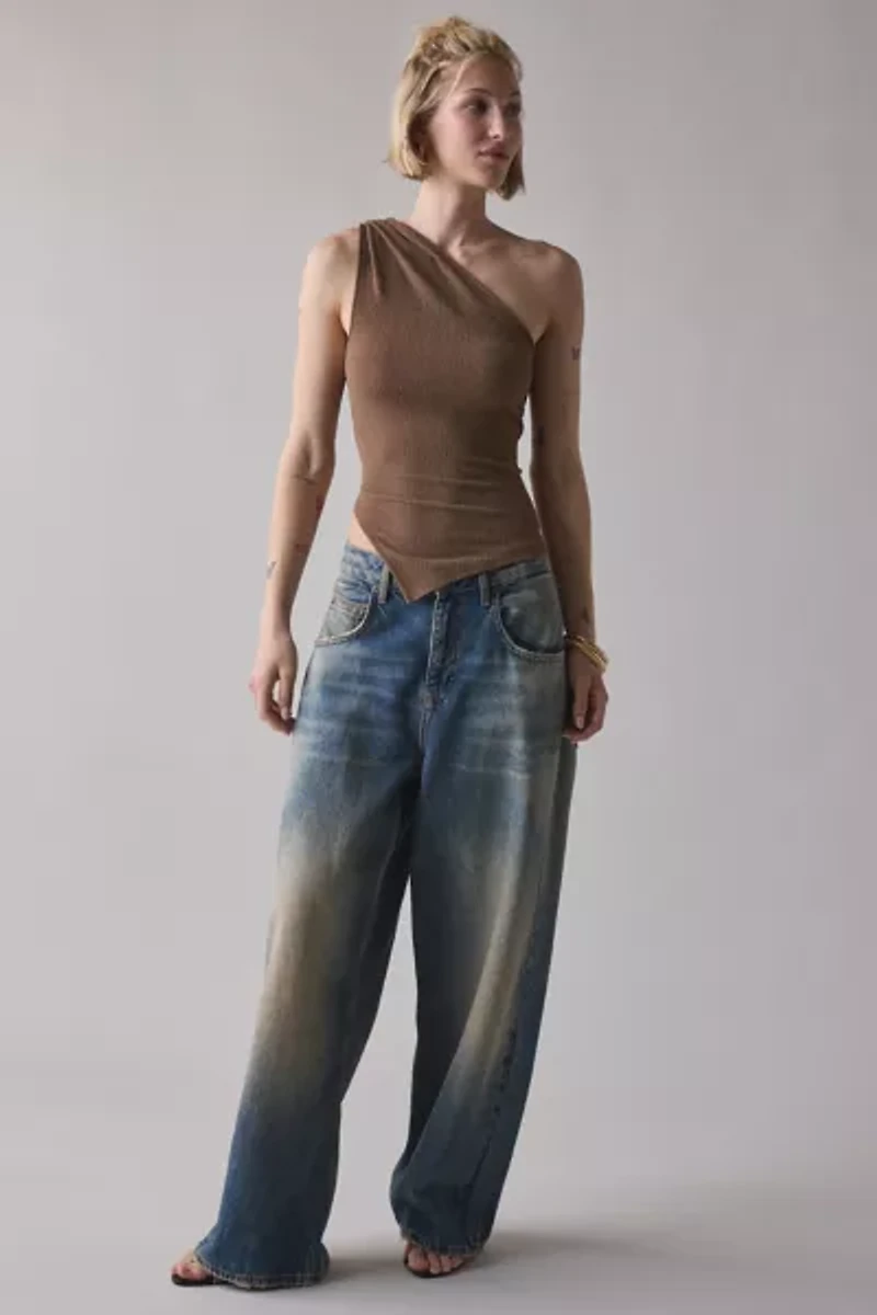 ReMADE By UO Remnants Twisted One-Shoulder Asymmetrical Top