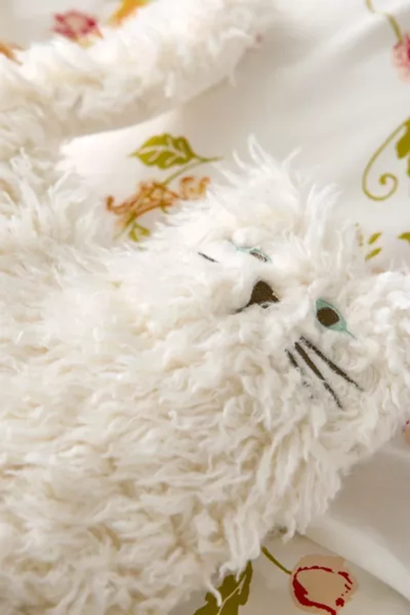 Fuzzy Cat Shape Throw Pillow