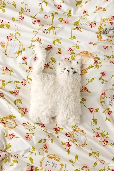 Fuzzy Cat Shape Throw Pillow