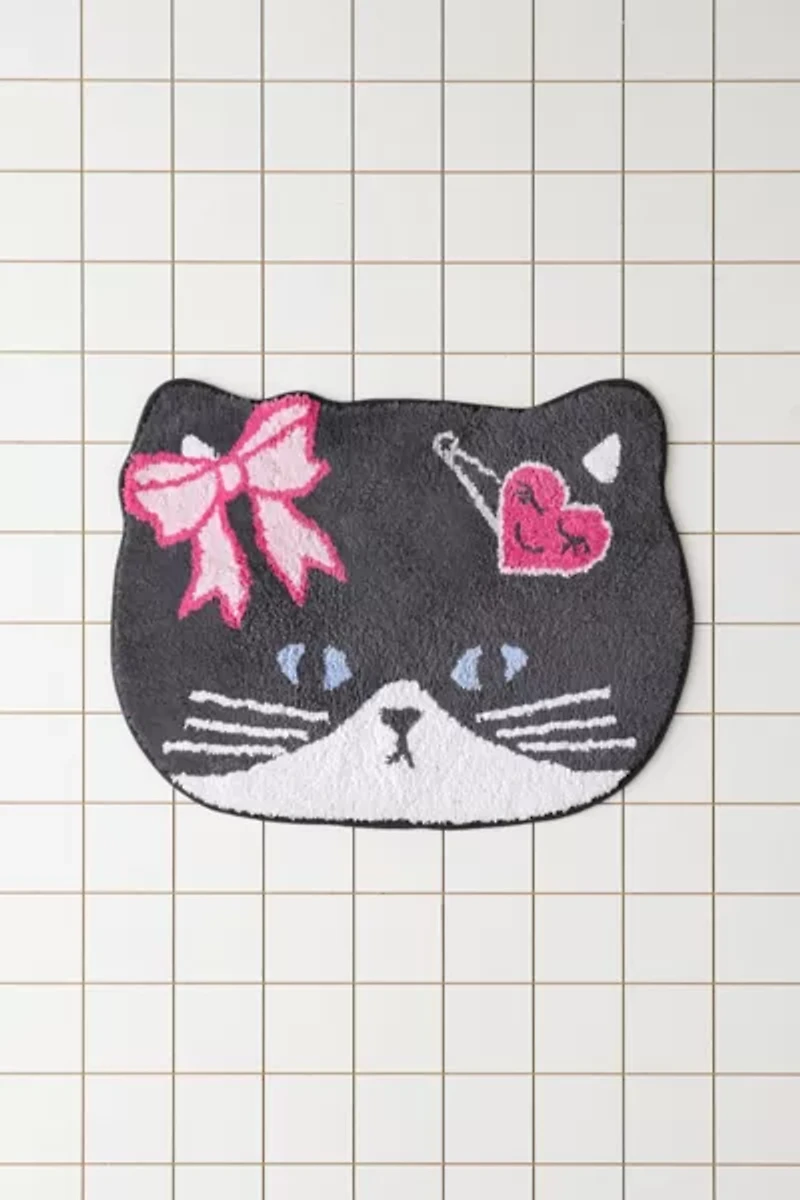 Cat Barrette Shaped Tufted Bath Mat