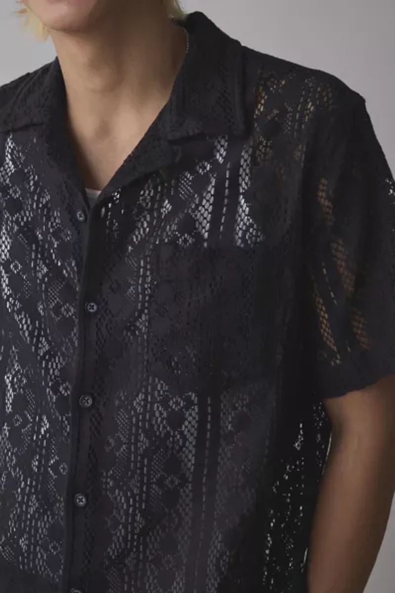 UO Liam Lace Short Sleeve Shirt