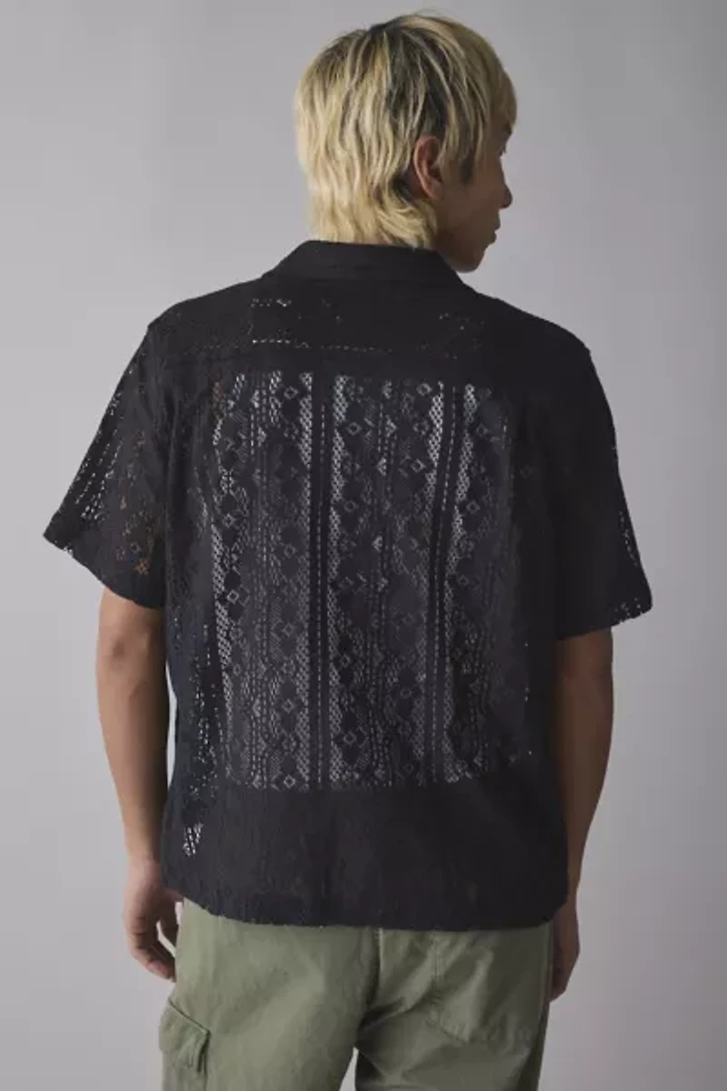 UO Liam Lace Short Sleeve Shirt
