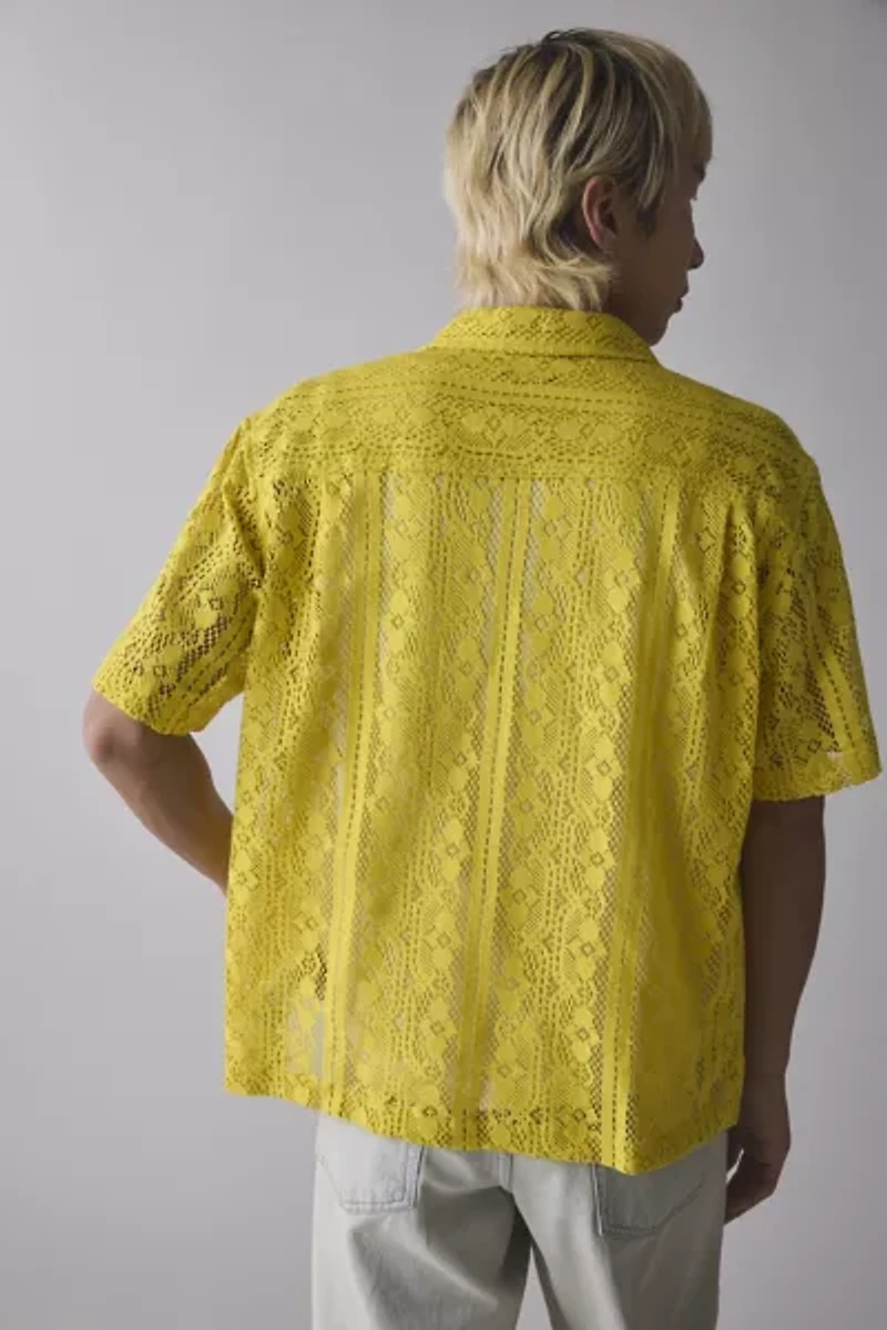 UO Liam Lace Short Sleeve Shirt