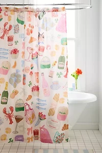 Seaside Weekend Patterned Shower Curtain