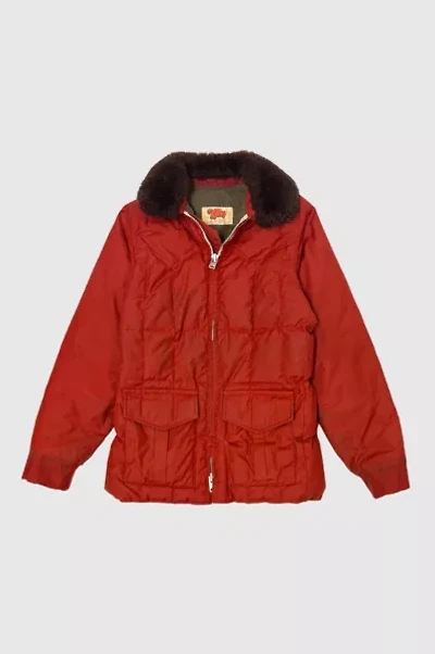 Vintage 1970’s  Fleece Collar Quilted Down Jacket