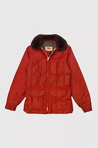 Vintage 1970’s  Fleece Collar Quilted Down Jacket