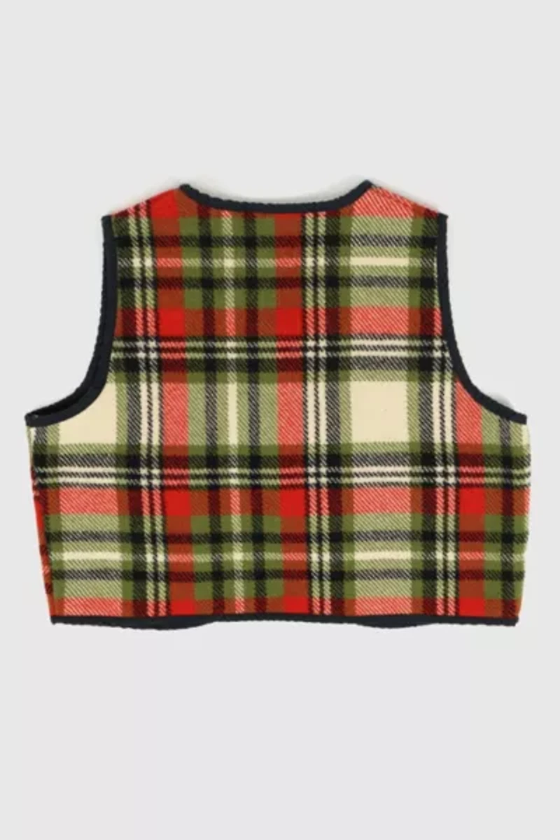 Reworked Woolen Plaid Tie Vest