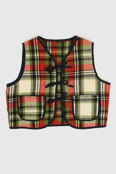 Reworked Woolen Plaid Tie Vest