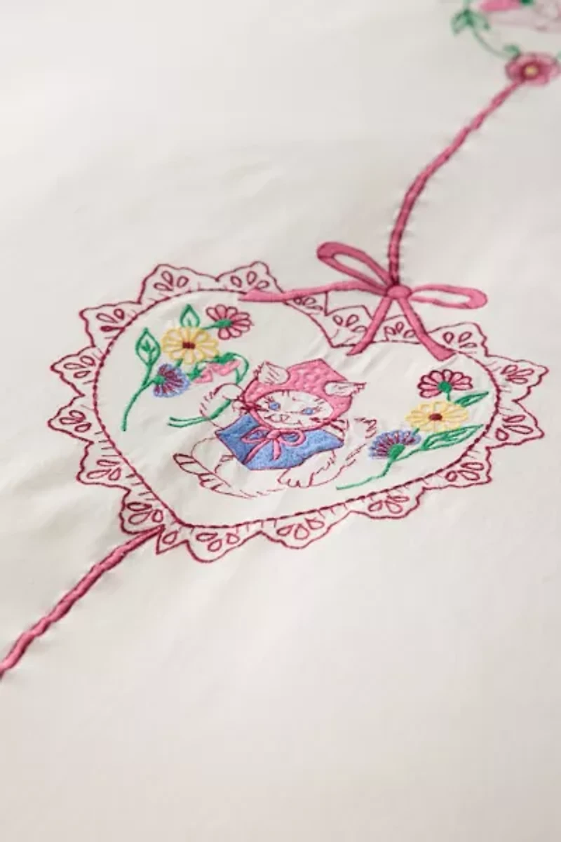 Eve Hankies Cat Embroidered Duvet Cover