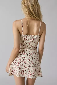 Daisy Street Ditsy Floral Lace-Trim Slip Mini Dress
