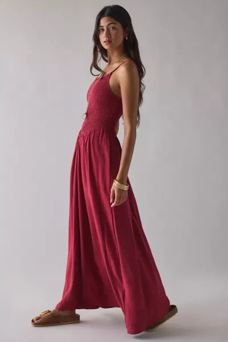 Daisy Street Shirred Basque Waist Maxi Dress