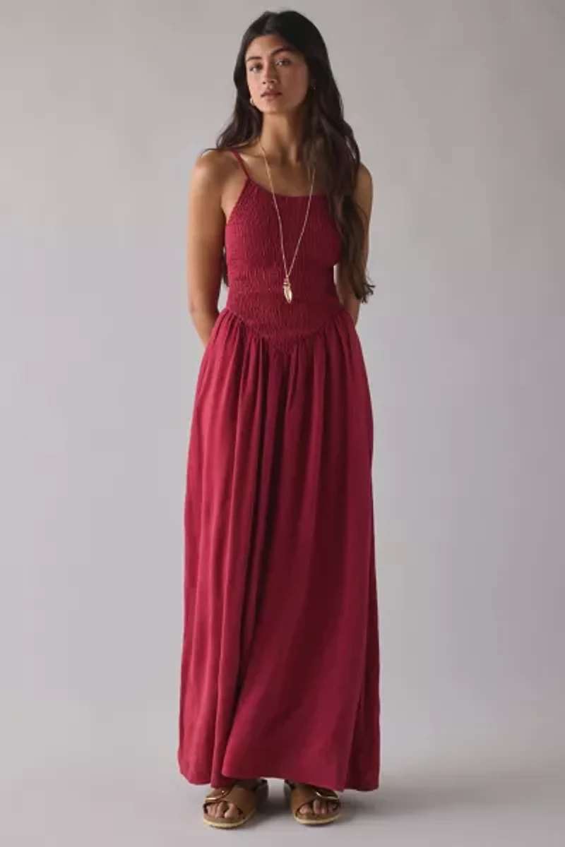 Daisy Street Shirred Basque Waist Maxi Dress