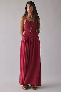 Daisy Street Shirred Basque Waist Maxi Dress