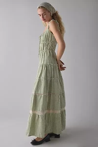 Daisy Street Gingham Tiered Milkmaid Maxi Dress