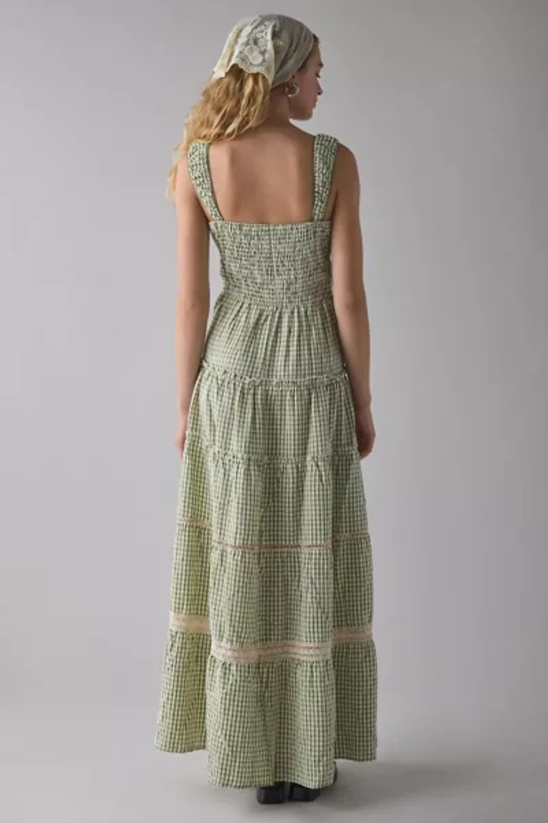 Daisy Street Gingham Tiered Milkmaid Maxi Dress