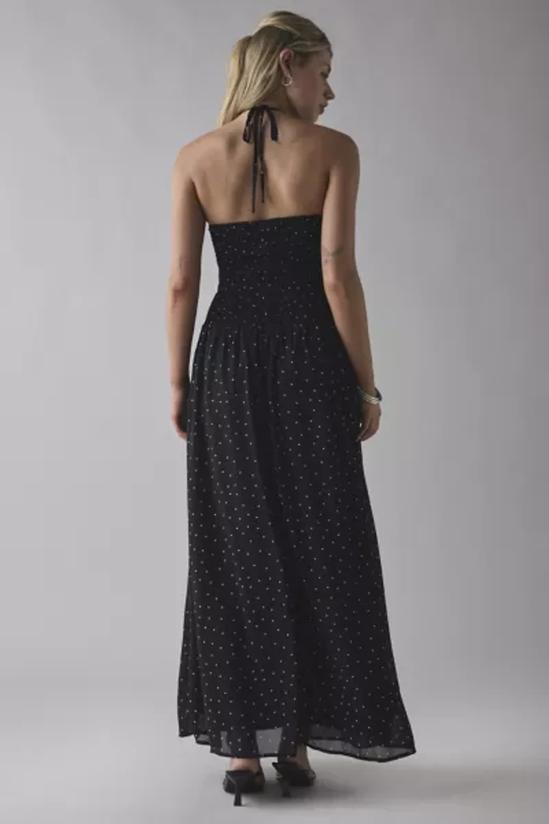Daisy Street Polka Dot High Neck Halter Maxi Dress
