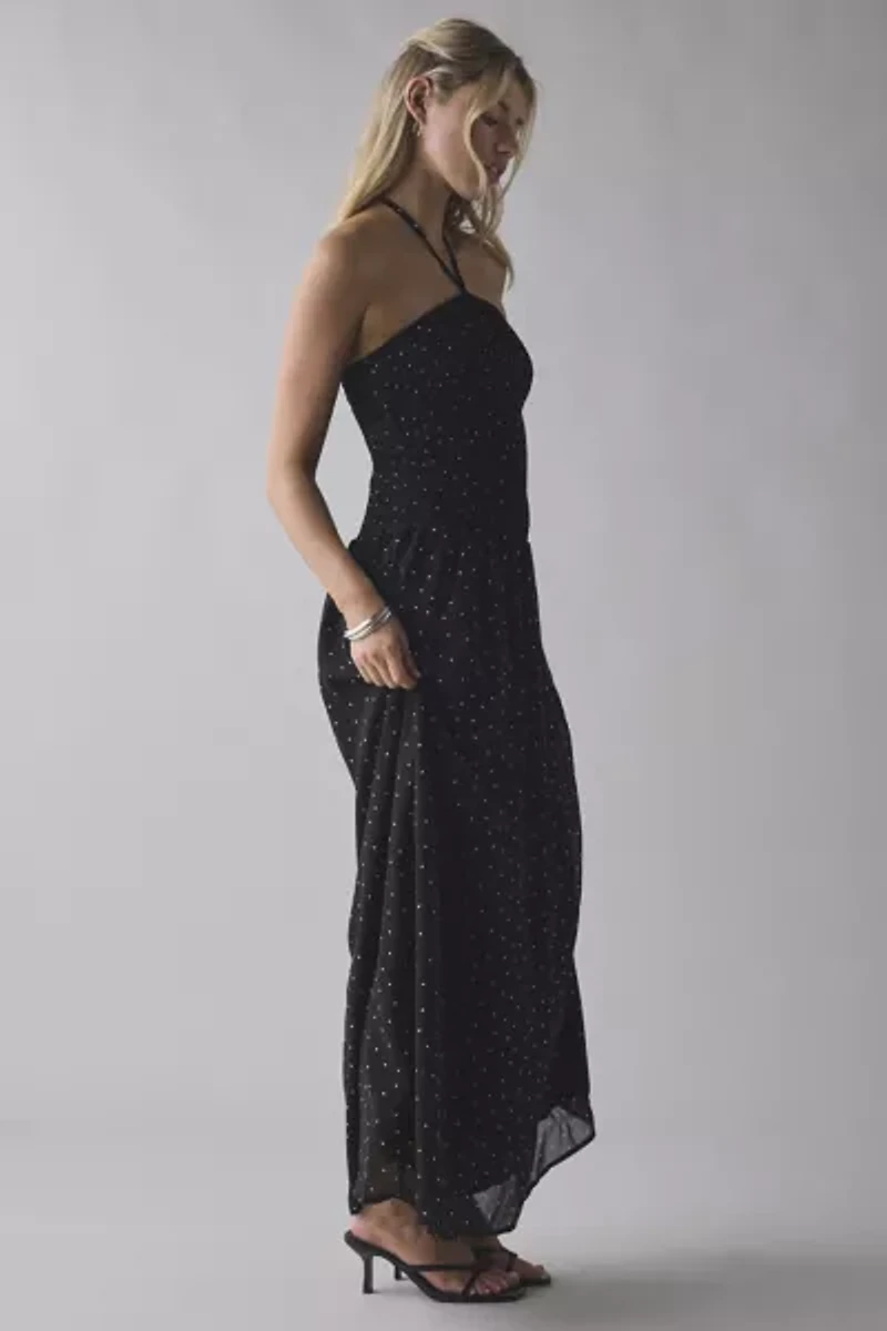 Daisy Street Polka Dot High Neck Halter Maxi Dress