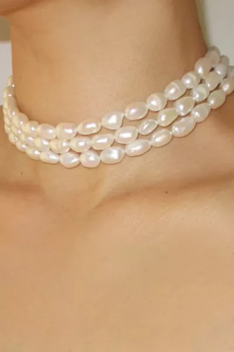 RIMOR The 3 Row Baroque Pearl Choker Necklace