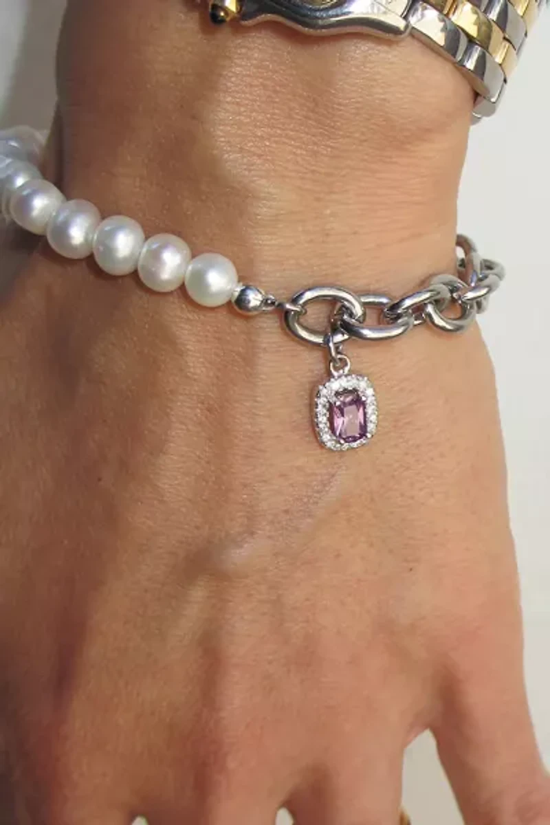 RIMOR Half Pearl Chain Gem Bracelet