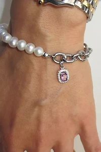 RIMOR Half Pearl Chain Gem Bracelet