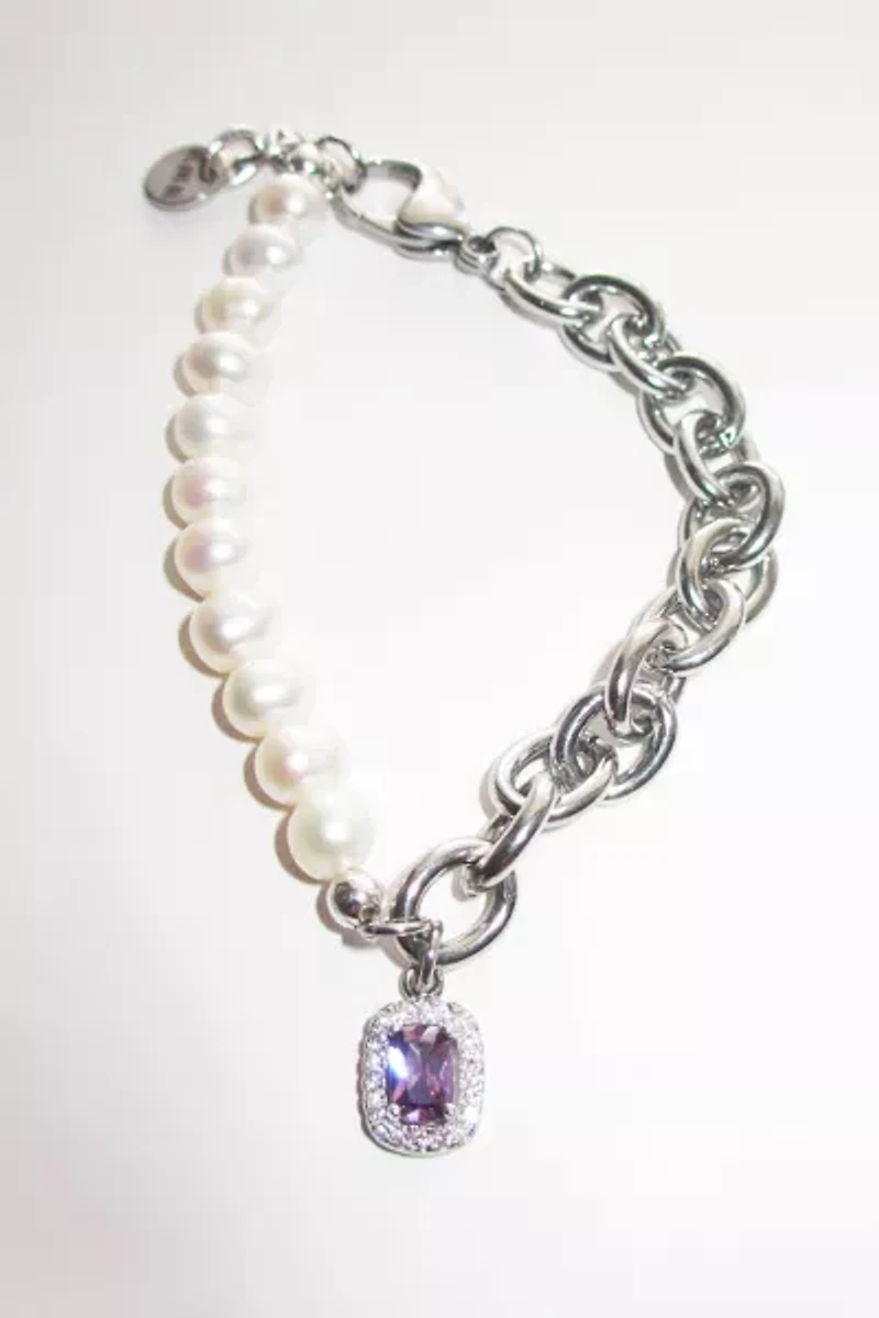 RIMOR Half Pearl Chain Gem Bracelet