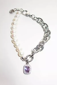 RIMOR Half Pearl Chain Gem Bracelet