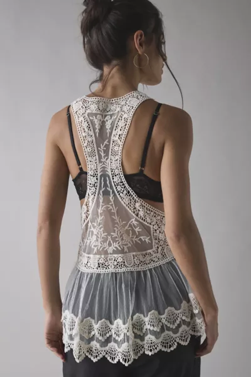Kimchi Blue Cleo Sheer Embroidered Lace Babydoll Tank Top