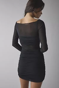 AFRM Ramsey Semi-Sheer Mesh Ruched Bodycon Mini Dress