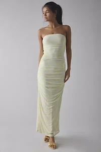 AFRM Marlo Ruched Mesh Strapless Maxi Dress