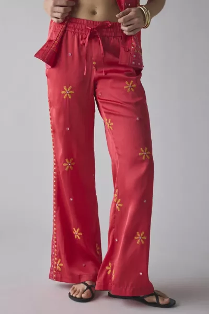 BDG Nash Satin Mirror Sequin Flare Pull-On Pant