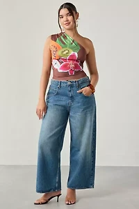 Kimchi Blue Octavia Tropical Floral Graphic One-Shoulder Tank Top