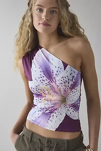 Kimchi Blue Octavia Tropical Floral Graphic One-Shoulder Tank Top