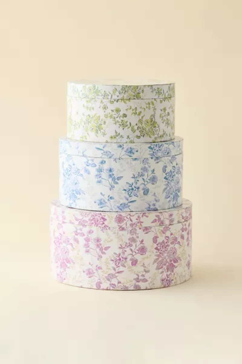 Coppola Floral Toile Hat Box Set