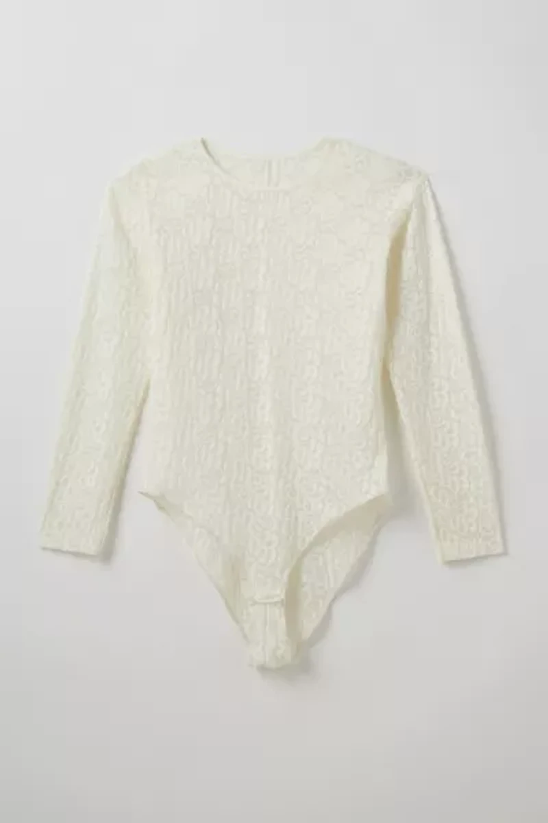 Vintage By Madalyn Newell Lace Long Sleeve Bodysuit