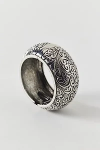 Etched Metal Large Bangle Bracelet